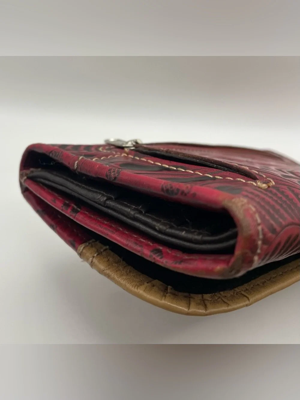 American West Women's Tri-Fold Leather Wallet Billfold for Women